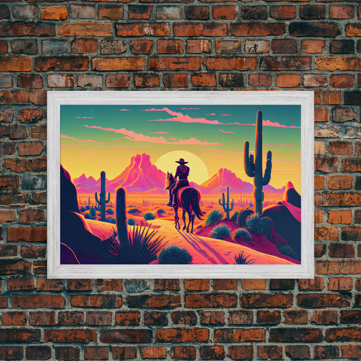 Cowboy Wild West Valley Sunset Mountains Cactus Fine Art Print, Wall Art Print, Wall Poster, Wall Décor