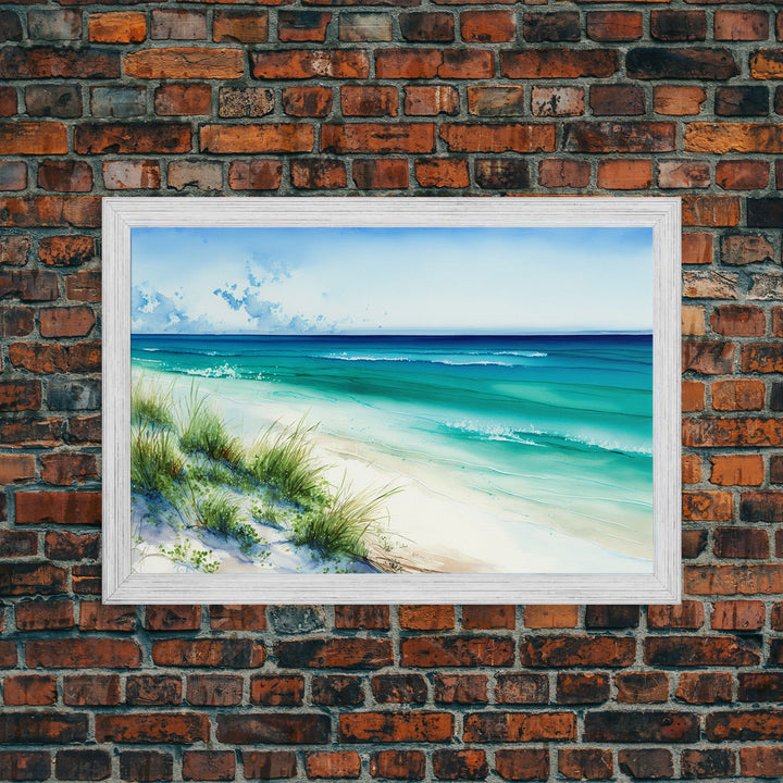 Canvas Print, Painting of Emerald Green Waves, Framed Canvas Art, whimsical ocean art, framed wall art