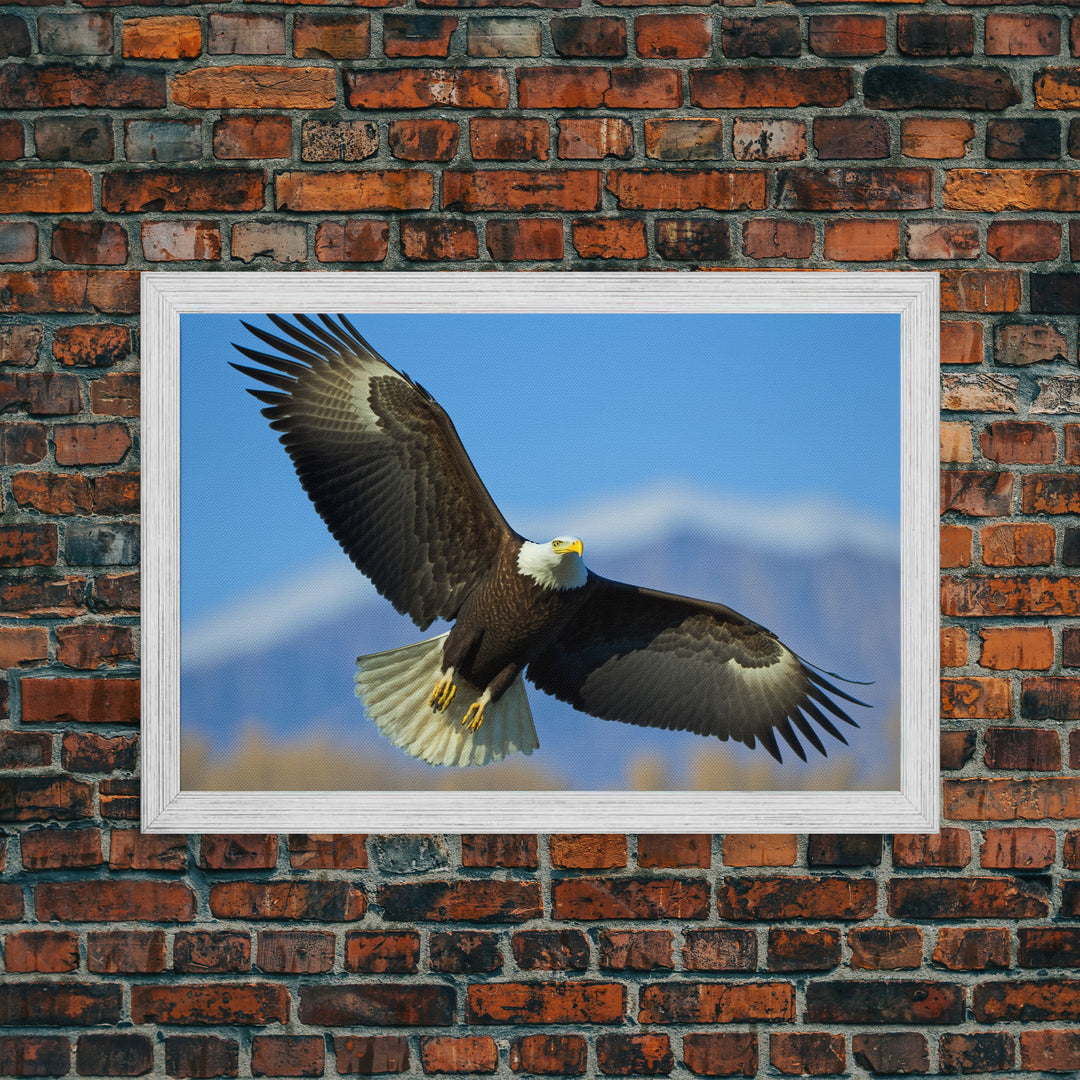 Eagle in a Mountain Clouds Canvas Wall Art Design, Framed Canvas Print Decor for Home & Office Decoration, CANVAS READY to Hang