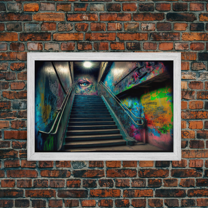 Graffiti Art, framed canvas print, Dystopian Neopunk Decor