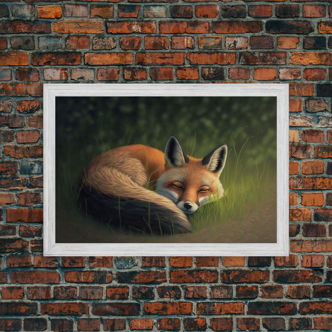 Cute Sleeping fox Framed Canvas Wall Art, Canvas Print Decor for Home & Office Decoration Canvas Ready to Hang