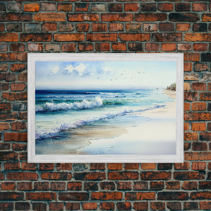 framed ocean art, beach wall art, framed wall art, living room wall decor, abstract landscape art, framed canvas print