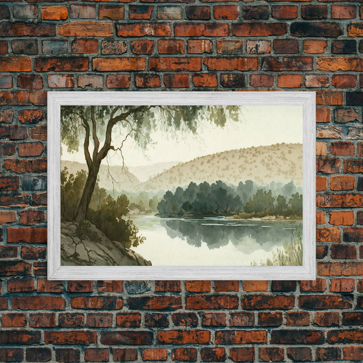 Wall Art Oil Painting Landscape Framed Canvas Print, Vintage Nature Framed Large Gallery Art, Antique Style Art Ready to Hang