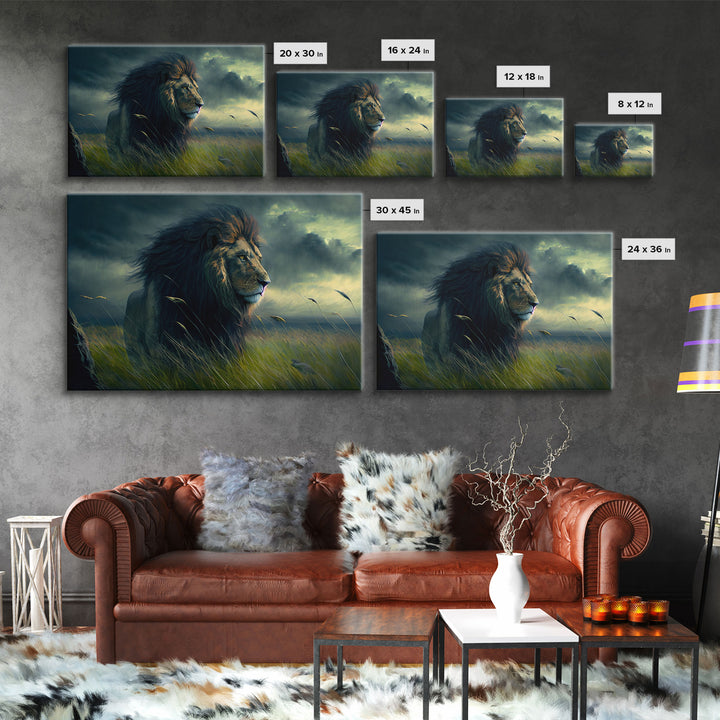 Lion Wall Art | Lion Canvas | Majestic Lion Canvas Wall Art | Framed Canvas Print | Watercolor painting of a Lion