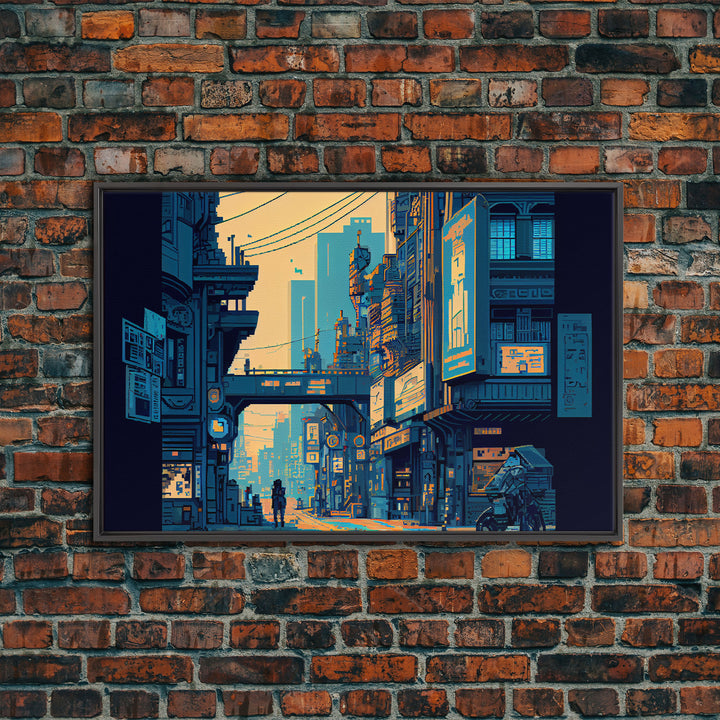 Futuristic Dystopian Cyberpunk City Blue Urban Fine Art Print, Wall Decor, Wall Poster, Wall Art Print