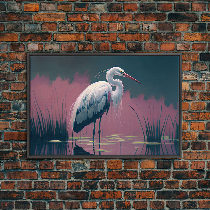 Beautiful stork watercolor, framed canvas print