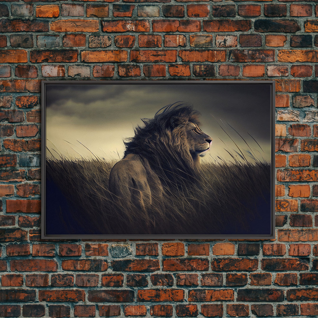 Lion Wall Art | Lion Canvas | Majestic Lion Canvas Wall Art | Framed Canvas Print | Watercolor painting of a Lion