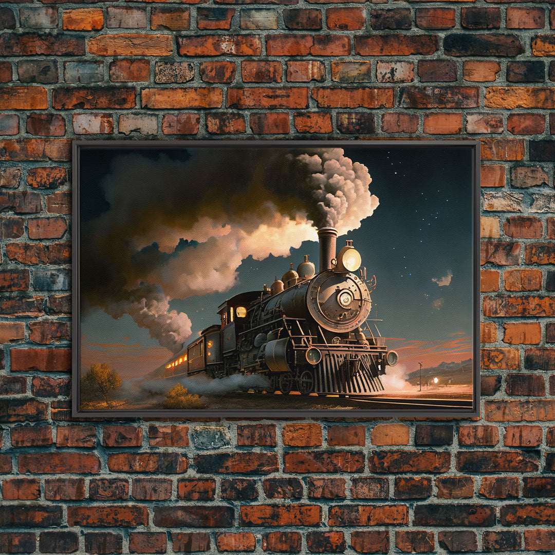 Steam Engine Train Tracks Night Stars Fine Art Print, Wall Art Print, Wall Poster, Wall Décor