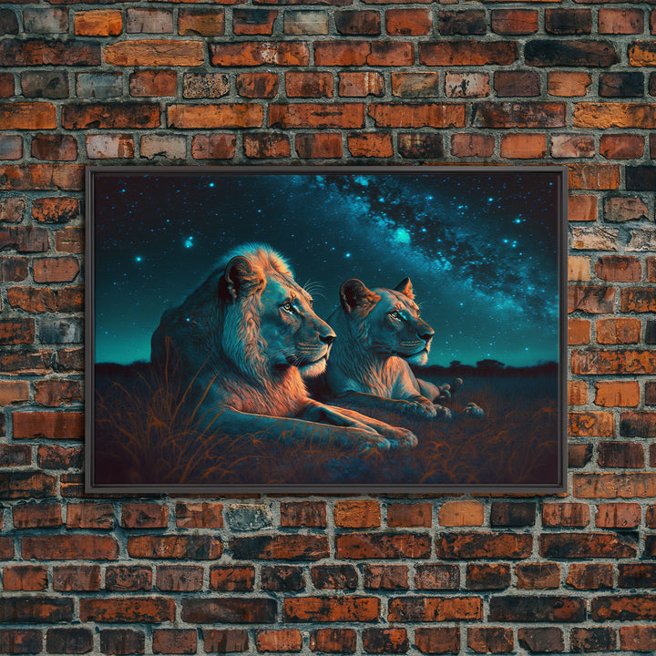 Boss Couple, Lion Art, Framed Canvas Print