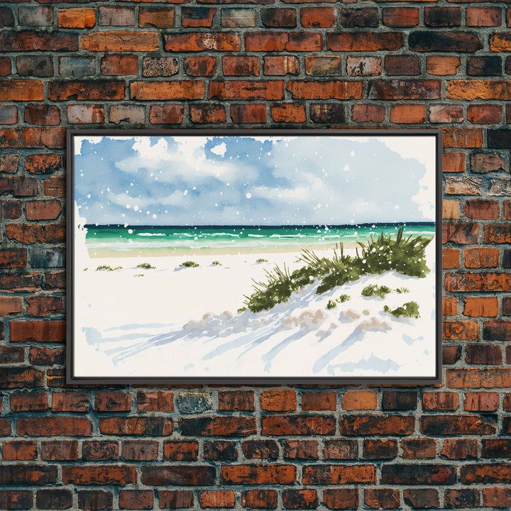 framed ocean art canvas, beach wall art, framed wall art, living room wall decor, abstract landscape art, framed canvas print