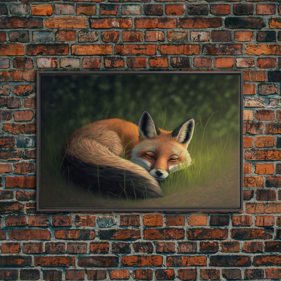 Cute Sleeping fox Framed Canvas Wall Art, Canvas Print Decor for Home & Office Decoration Canvas Ready to Hang