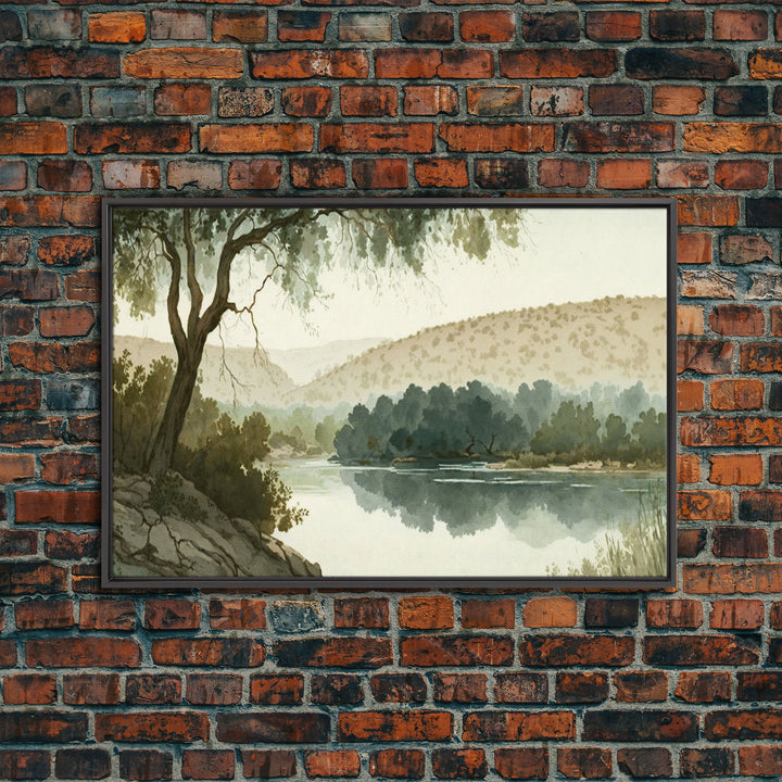 Wall Art Oil Painting Landscape Framed Canvas Print, Vintage Nature Framed Large Gallery Art, Antique Style Art Ready to Hang