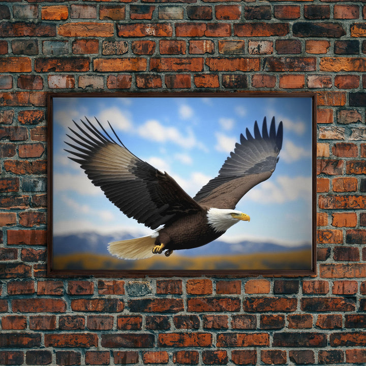 Eagle in a Mountain Clouds Canvas Wall Art Design, Framed Canvas Print Decor for Home & Office Decoration, CANVAS READY to Hang