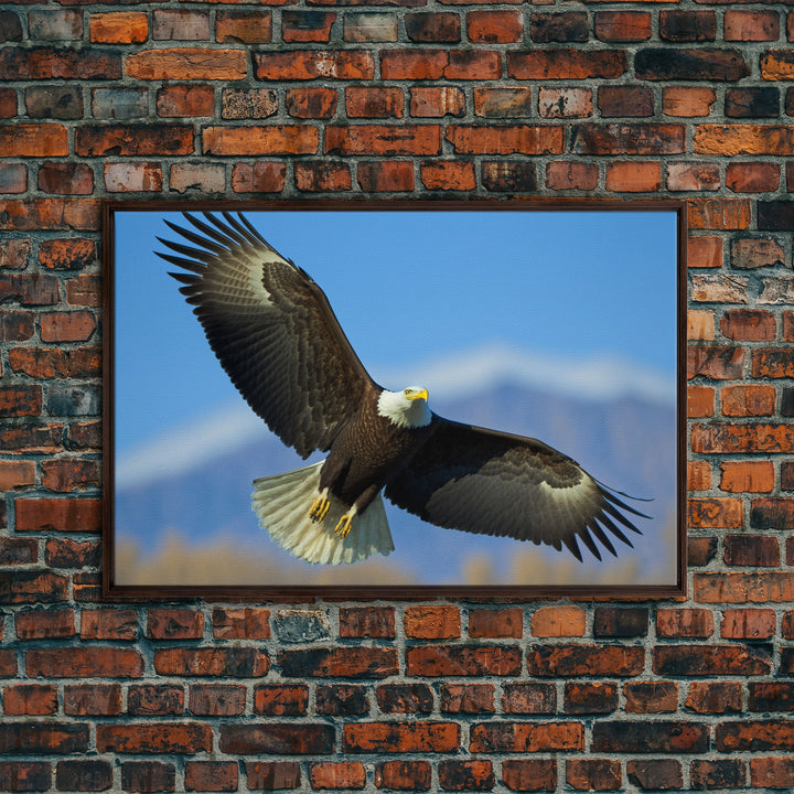 Eagle in a Mountain Clouds Canvas Wall Art Design, Framed Canvas Print Decor for Home & Office Decoration, CANVAS READY to Hang