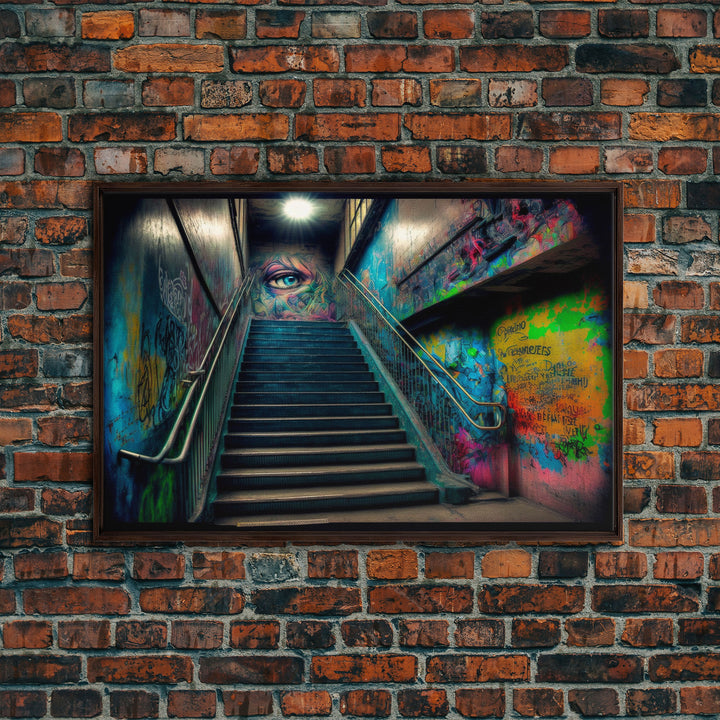 Graffiti Art, framed canvas print, Dystopian Neopunk Decor