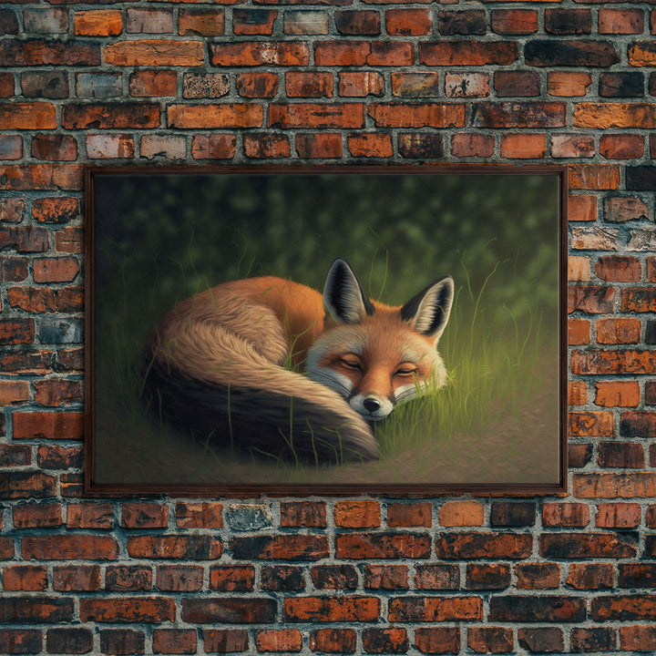 Cute Sleeping fox Framed Canvas Wall Art, Canvas Print Decor for Home & Office Decoration Canvas Ready to Hang