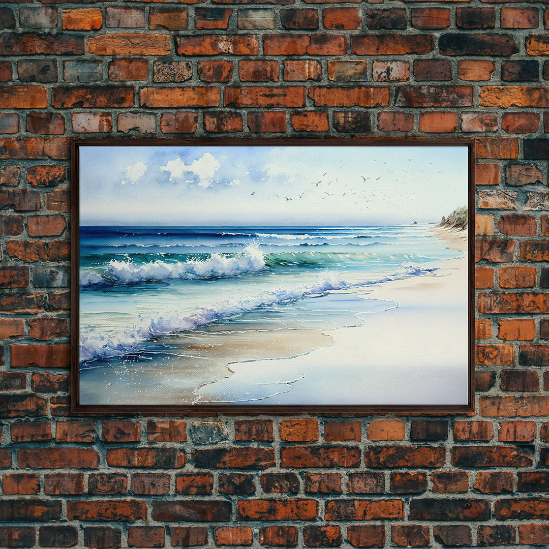 framed ocean art, beach wall art, framed wall art, living room wall decor, abstract landscape art, framed canvas print