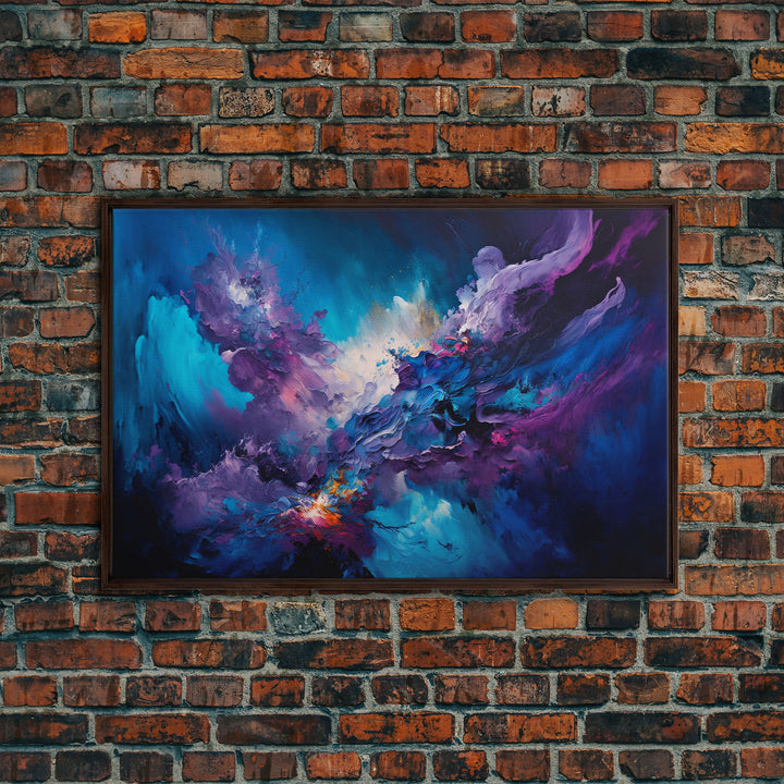 Large Blue and Purple Framed Canvas Print Abstract Art, Extra Large Painting On Canvas, Large Abstract Art, Contemporary Art Canvas