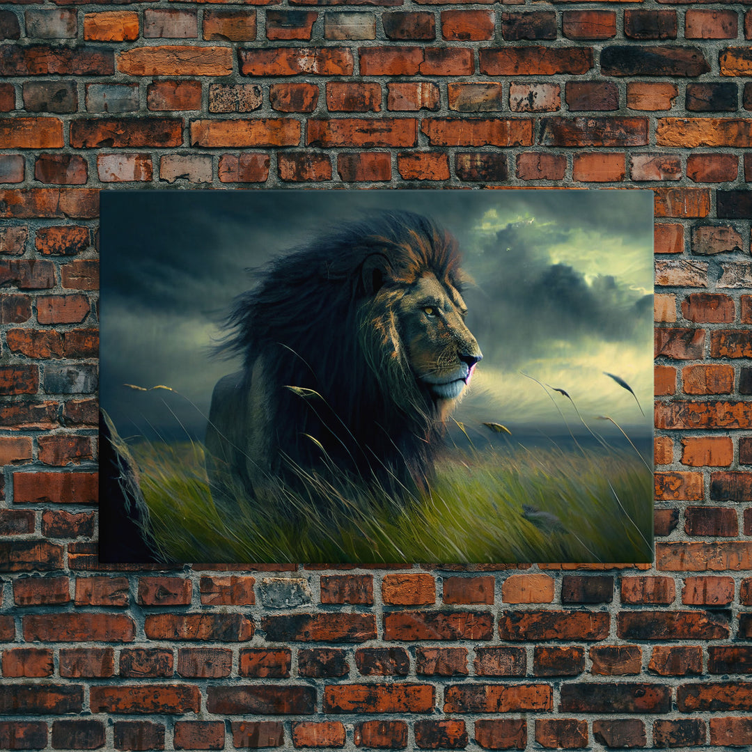 Lion Wall Art | Lion Canvas | Majestic Lion Canvas Wall Art | Framed Canvas Print | Watercolor painting of a Lion