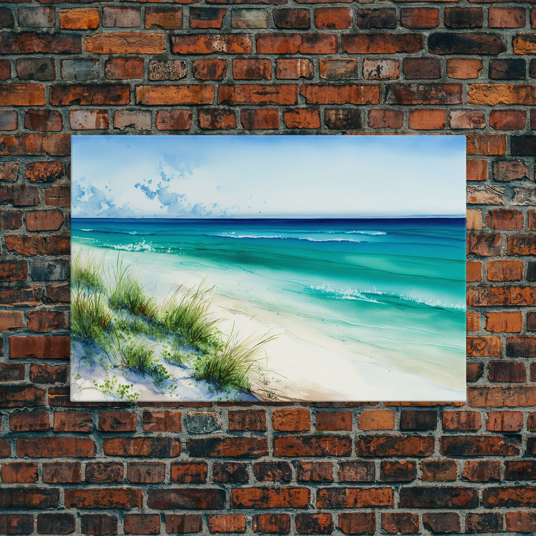 Canvas Print, Painting of Emerald Green Waves, Framed Canvas Art, whimsical ocean art, framed wall art