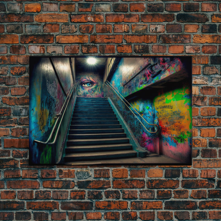 Graffiti Art, framed canvas print, Dystopian Neopunk Decor