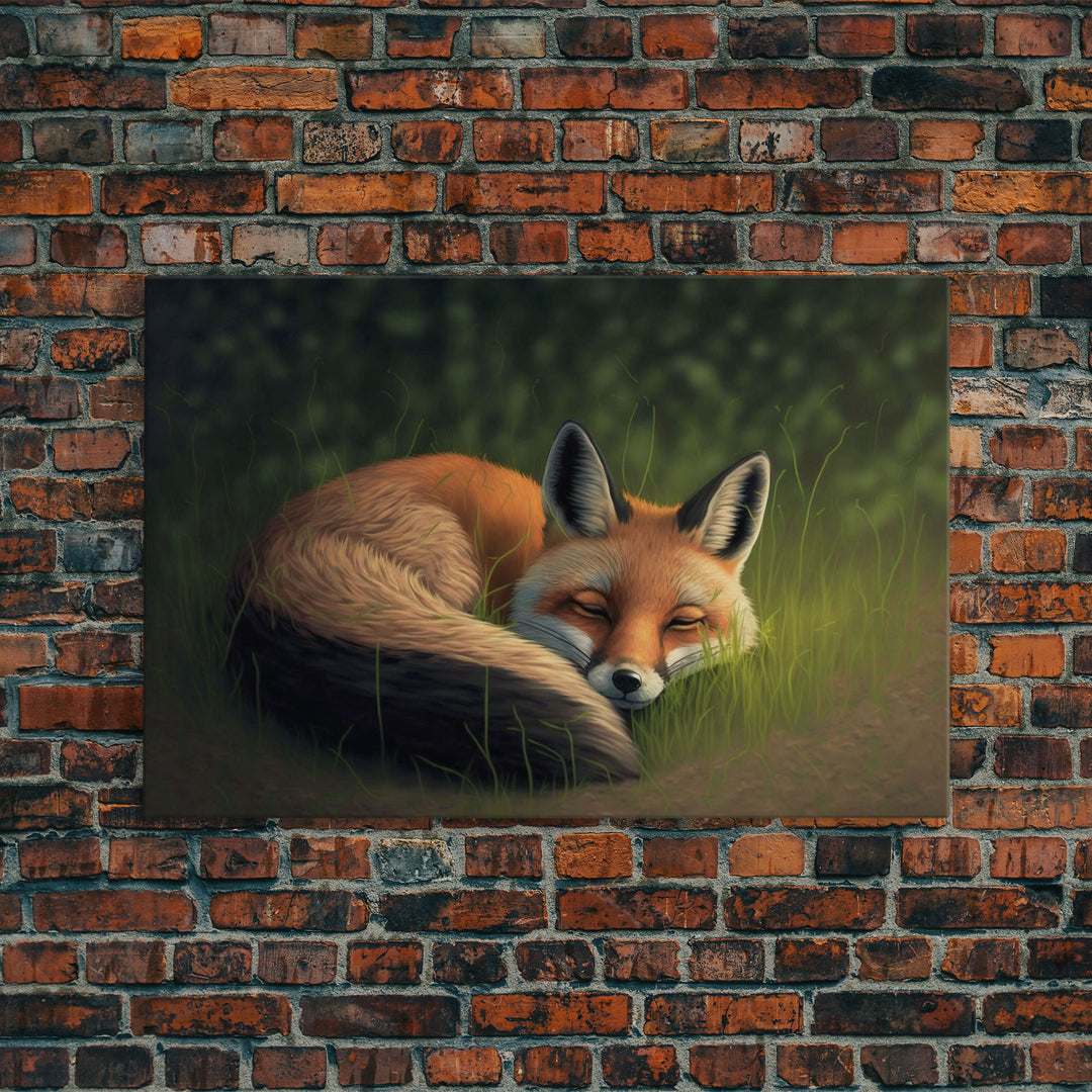 Cute Sleeping fox Framed Canvas Wall Art, Canvas Print Decor for Home & Office Decoration Canvas Ready to Hang