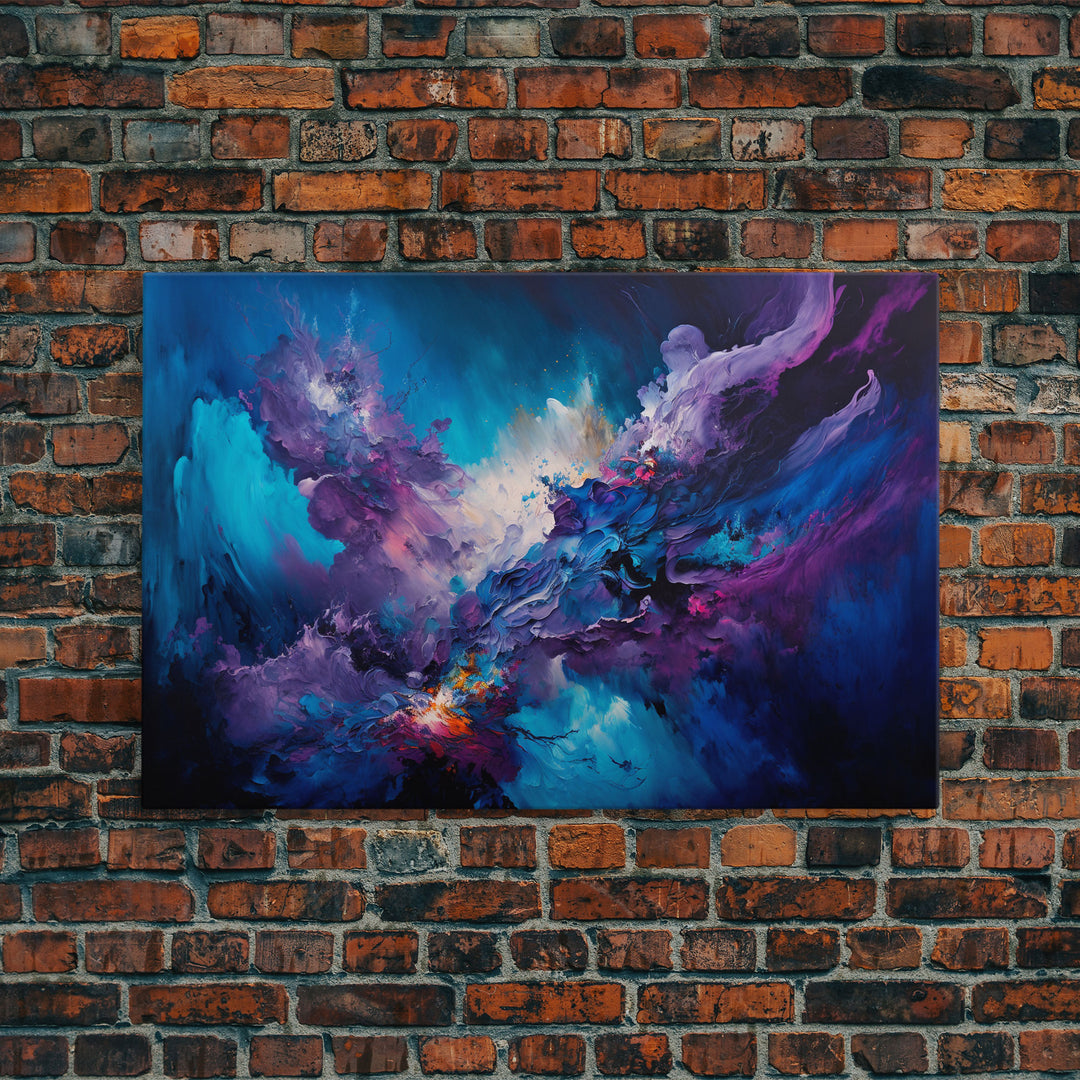 Large Blue and Purple Framed Canvas Print Abstract Art, Extra Large Painting On Canvas, Large Abstract Art, Contemporary Art Canvas