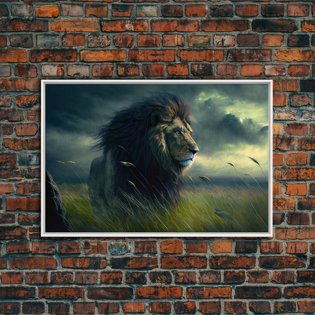 Lion Wall Art | Lion Canvas | Majestic Lion Canvas Wall Art | Framed Canvas Print | Watercolor painting of a Lion