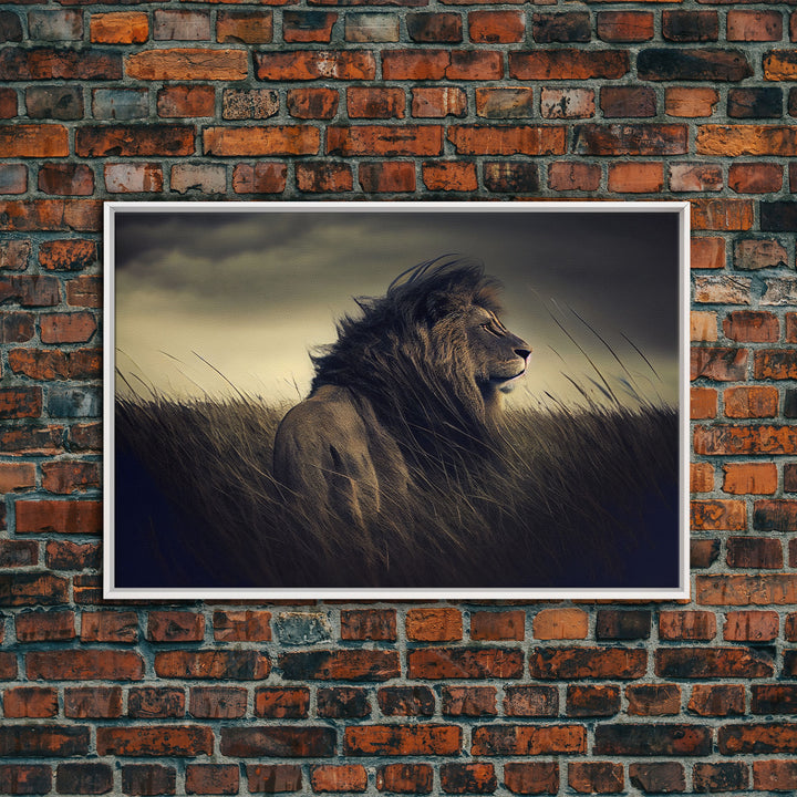 Lion Wall Art | Lion Canvas | Majestic Lion Canvas Wall Art | Framed Canvas Print | Watercolor painting of a Lion