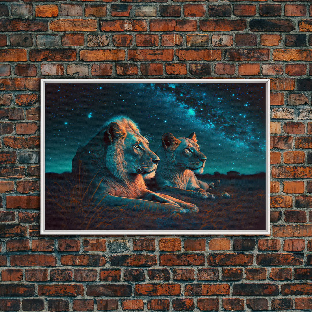 Boss Couple, Lion Art, Framed Canvas Print