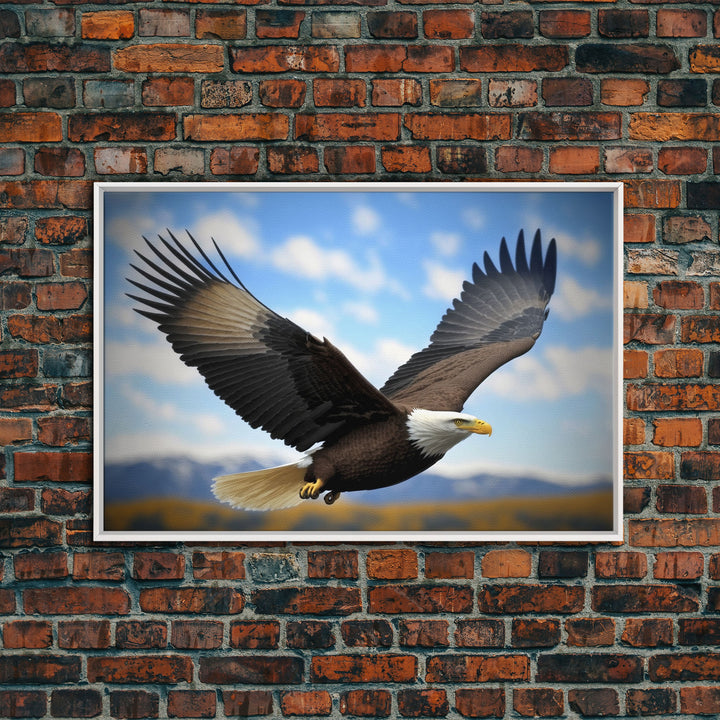 Eagle in a Mountain Clouds Canvas Wall Art Design, Framed Canvas Print Decor for Home & Office Decoration, CANVAS READY to Hang