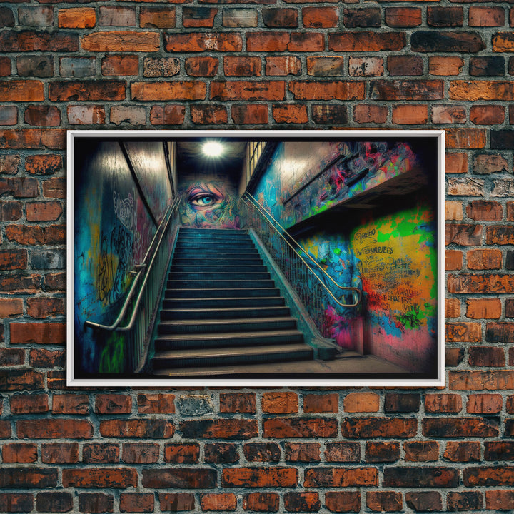 Graffiti Art, framed canvas print, Dystopian Neopunk Decor