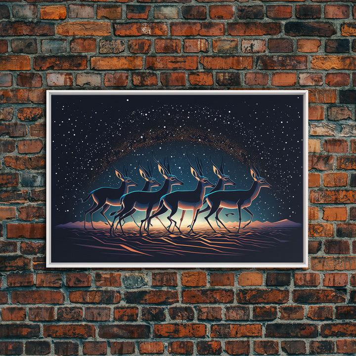 Herd of Impala on the run, wildlife art, animal prints, framed canvas prints, African Wild Life Decor