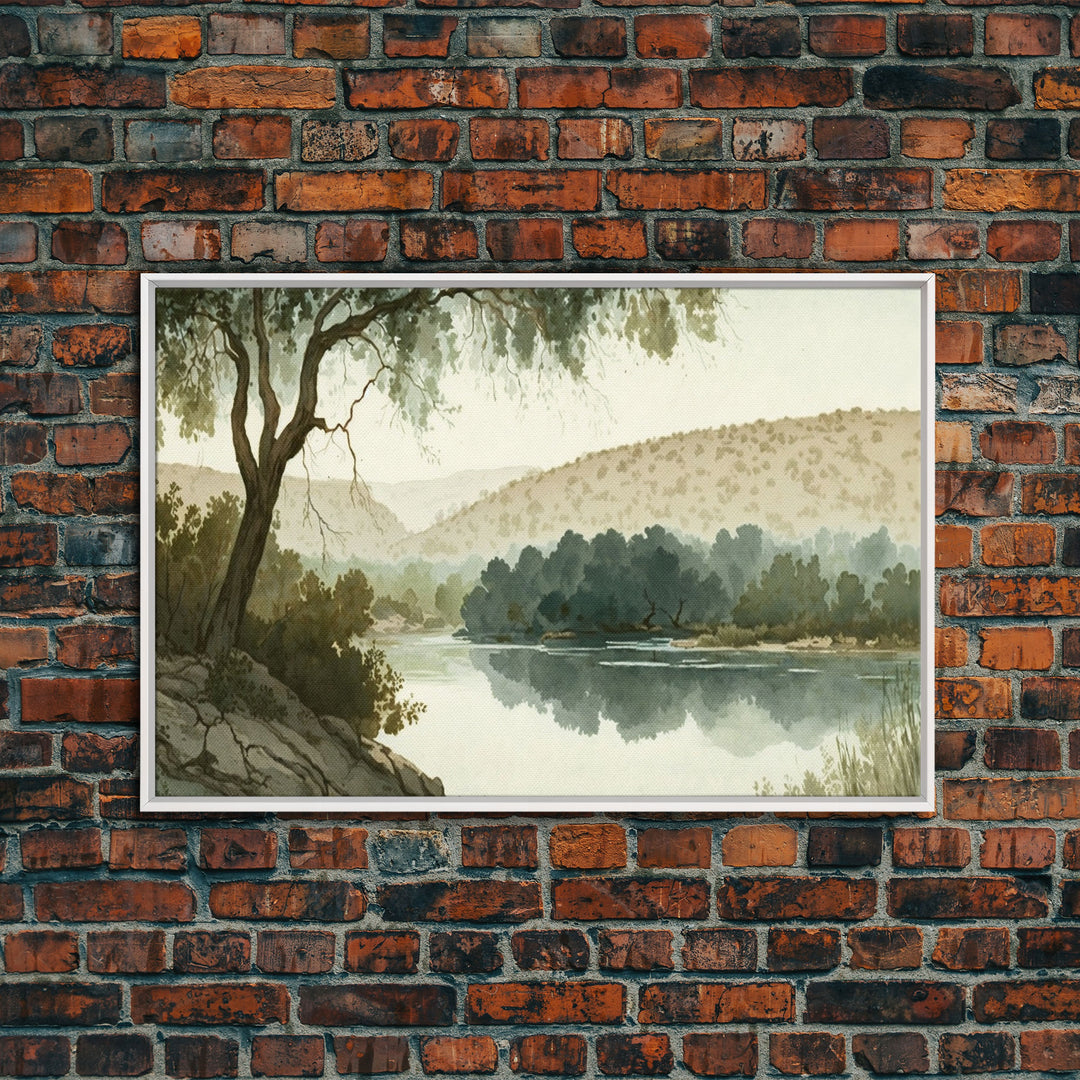 Wall Art Oil Painting Landscape Framed Canvas Print, Vintage Nature Framed Large Gallery Art, Antique Style Art Ready to Hang