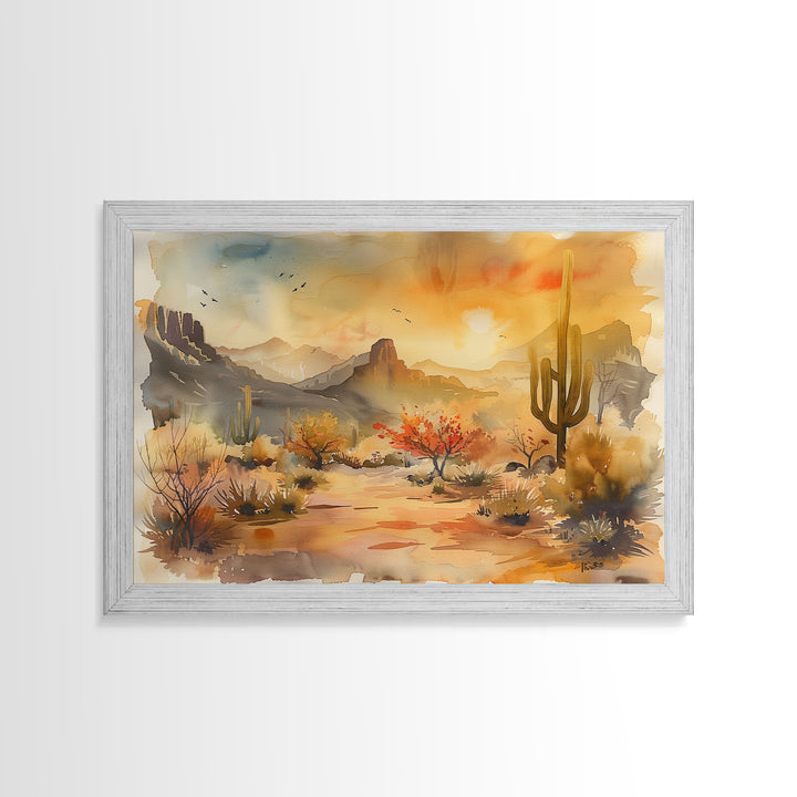 Southwestern Farmhouse Decor, Desert Watercolor Painting Canvas Print or Metal Wall Art, Home Decor, Above Bed Art, Above Sofa Decor