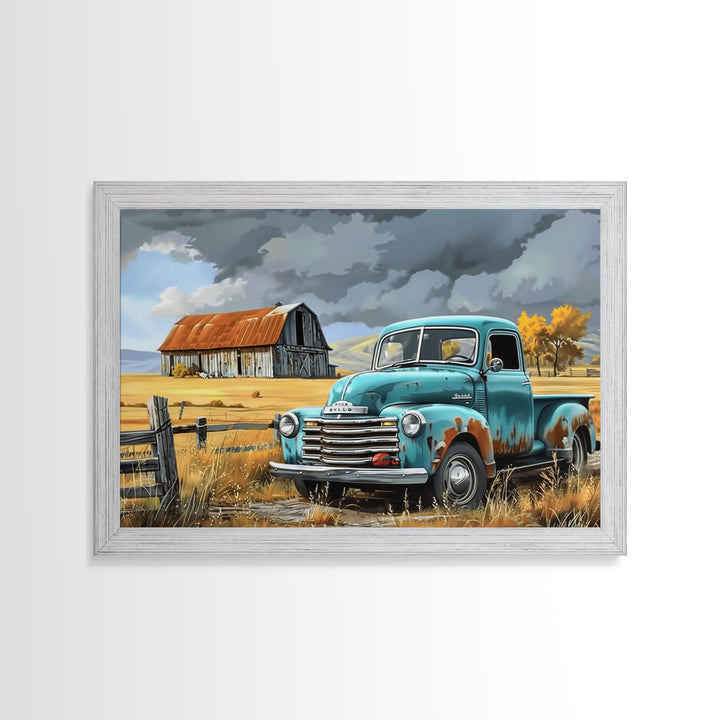 The Old Truck, Farmhouse Decor, Rusty Vintage Truck Painting, Southwestern Boho Minimalist Decor, Country Art, Living Room Wall Art