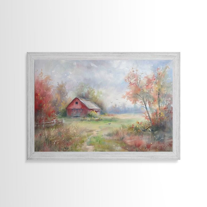 Cottage Core Farmhouse Wall Art, Original Art Watercolor Painting Print Of An Old Red Barn, Primitive Art, Above Bed Art, Living Room Art