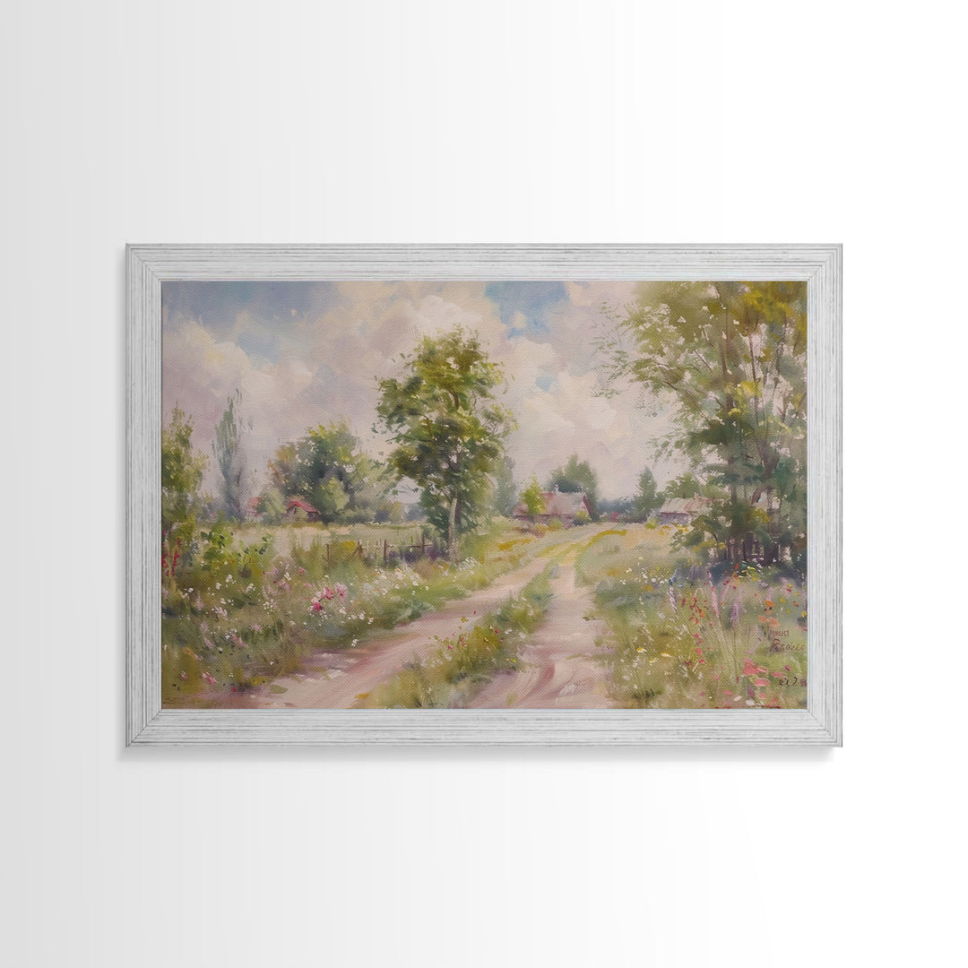 Watercolor Country Road Print - Boho Rustic Dorm Room Decor - Living Room Wall Art