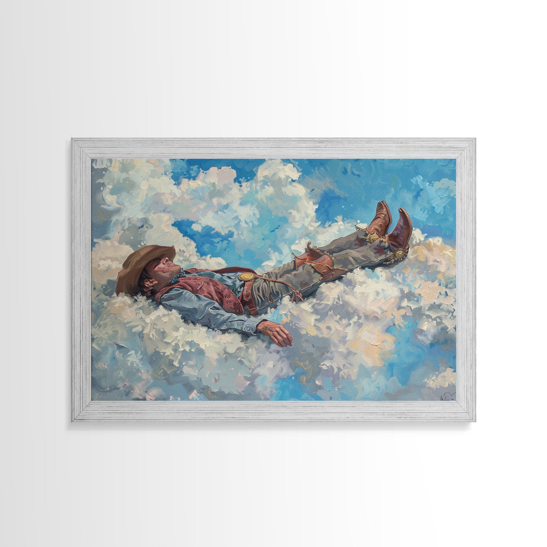 The Heavenly Cowboy | Framed Canvas Print or Metal Art | Wild West Decor | Cottagecore | Southwestern Art Home Decor, Farmhouse Western Art