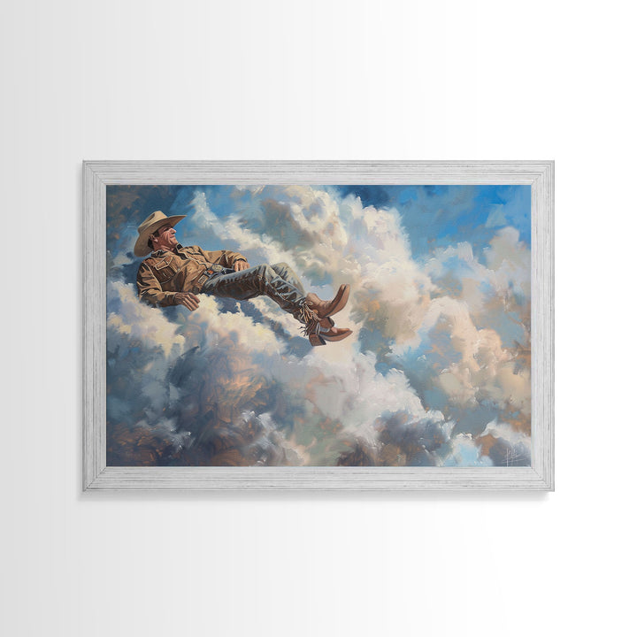 The Heavenly Cowboy | Framed Canvas Print or Metal Art | Wild West Decor | Cottagecore | Southwestern Art Home Decor, Western Wall Decor