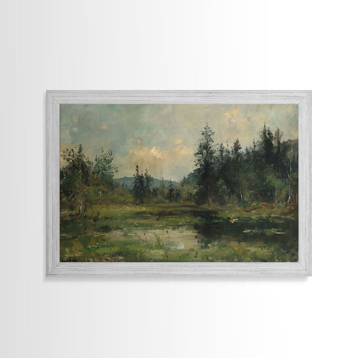 Summer In The Country, Framed Canvas Print, Landscape Painting, Metal print, Farmhouse Decor, Cottage Core Minimalist Home Decor Wall Art