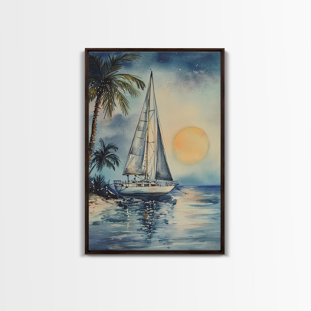 Sailboats In The Winter, Lake House Decor, Colorful Christmas Wall Art, Winter Decor, Holiday Art, Holiday Decor, Christmas handmade Art