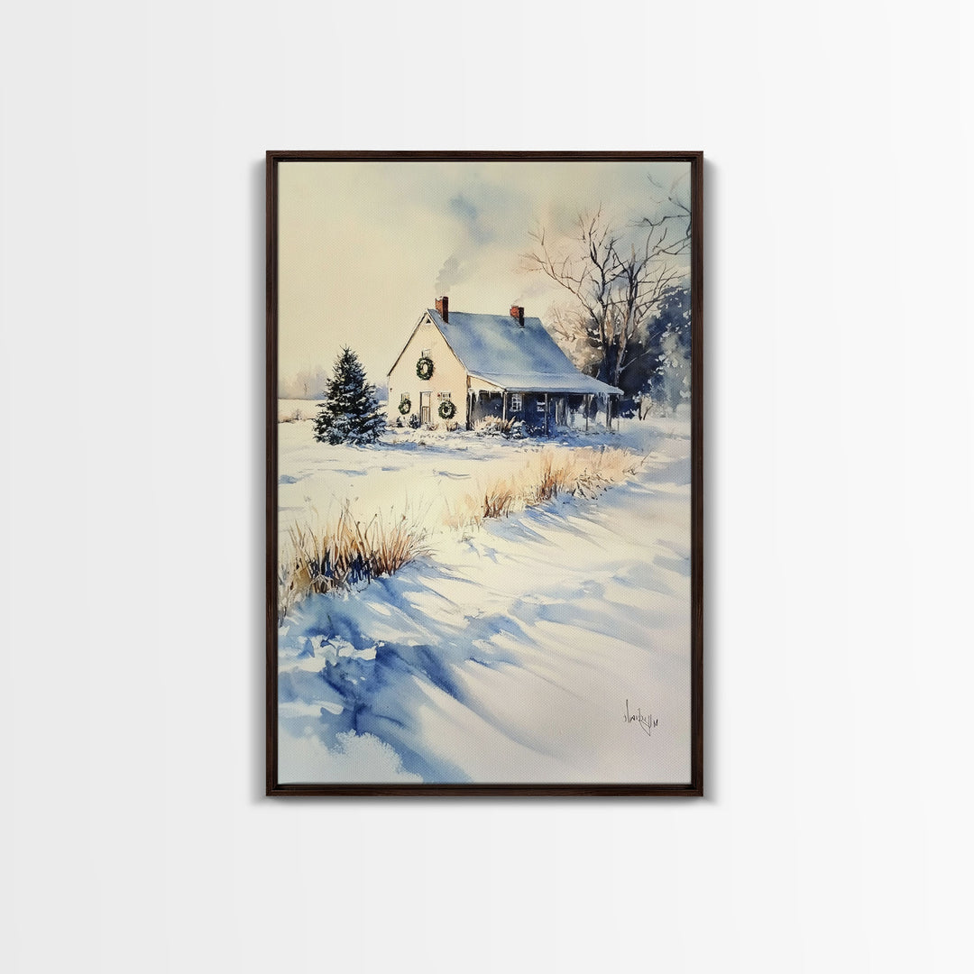 Farmhouse Christmas Decor, Wall Art, Retro Christmas Decor, Vintage Style Xmas Art for 2024, Modern Farmhouse Winter Landscape