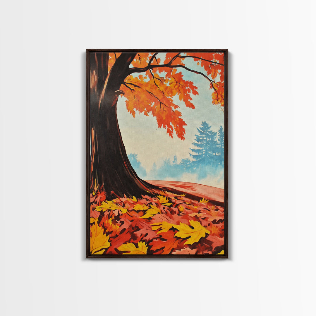 Framed Canvas Print of Vibrant Autumn Tree and Leaves, Seasonal Wall Art, Fall Decor, Gift Idea, Modern Farmhouse, Autumn Landscape Art