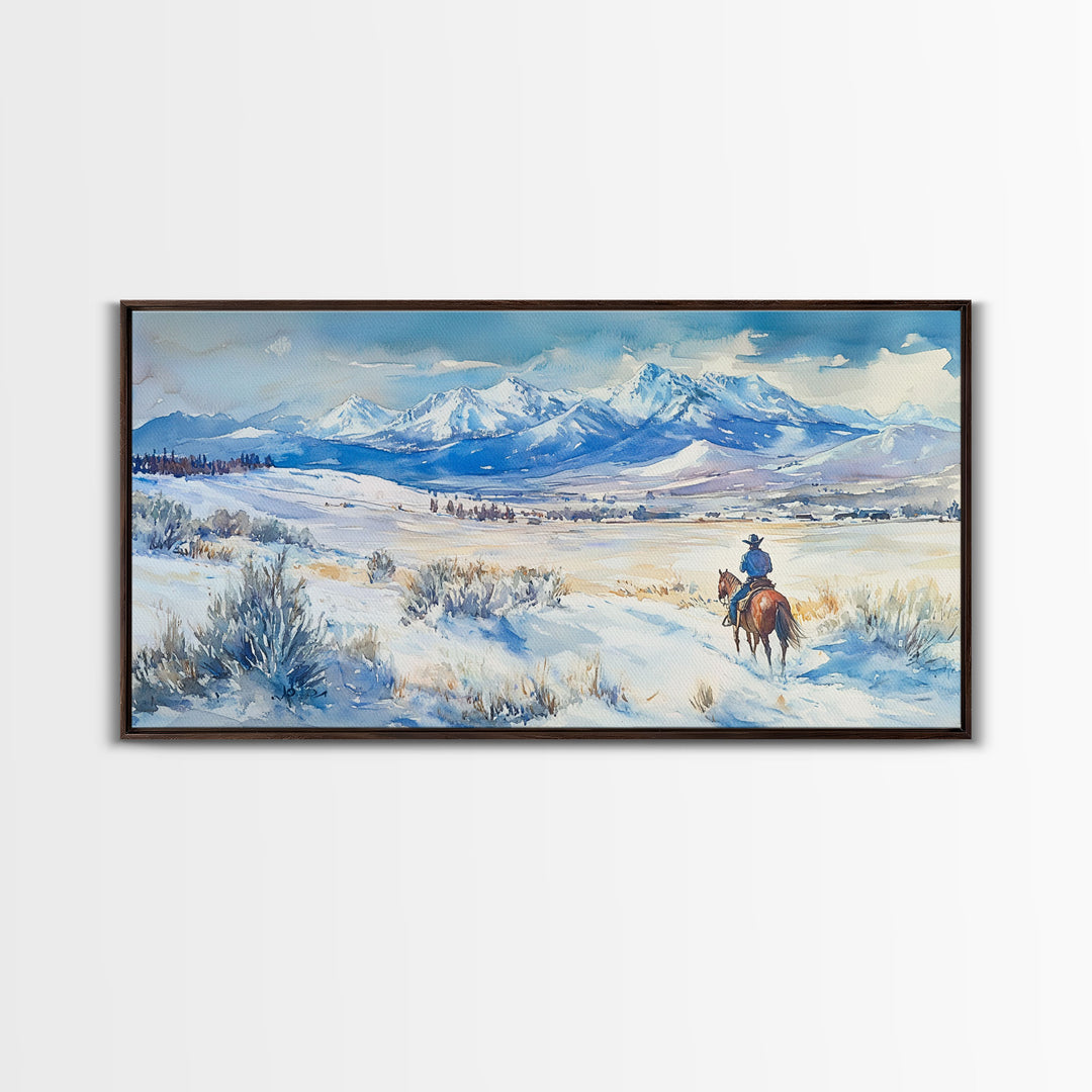 Journey to the Peaks - winter landscape art, snowy mountain art, winter wall decor, Christmas vacation decor, rustic Christmas decor