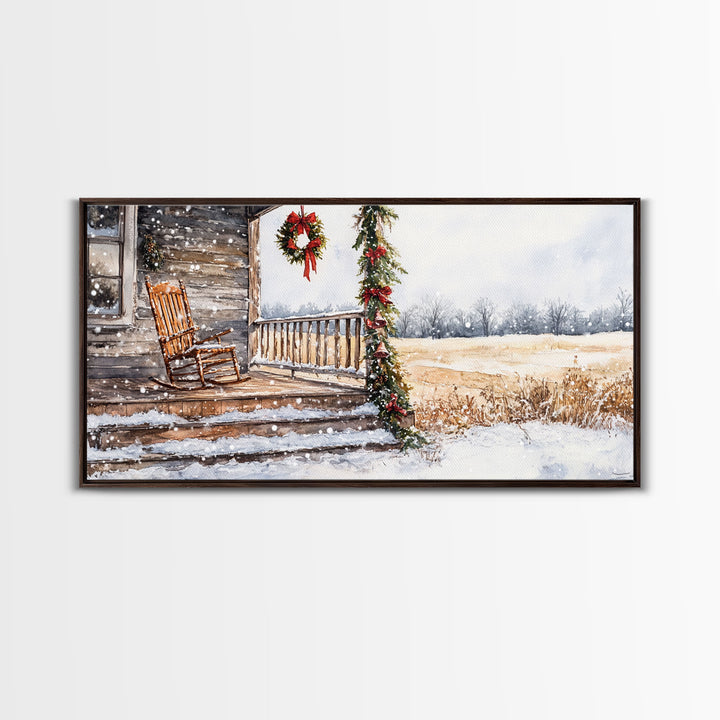 Rocking Chair in Winter - Christmas home decor, farmhouse Christmas decor, rustic Christmas decor Christmas door decor, Christmas decor wood