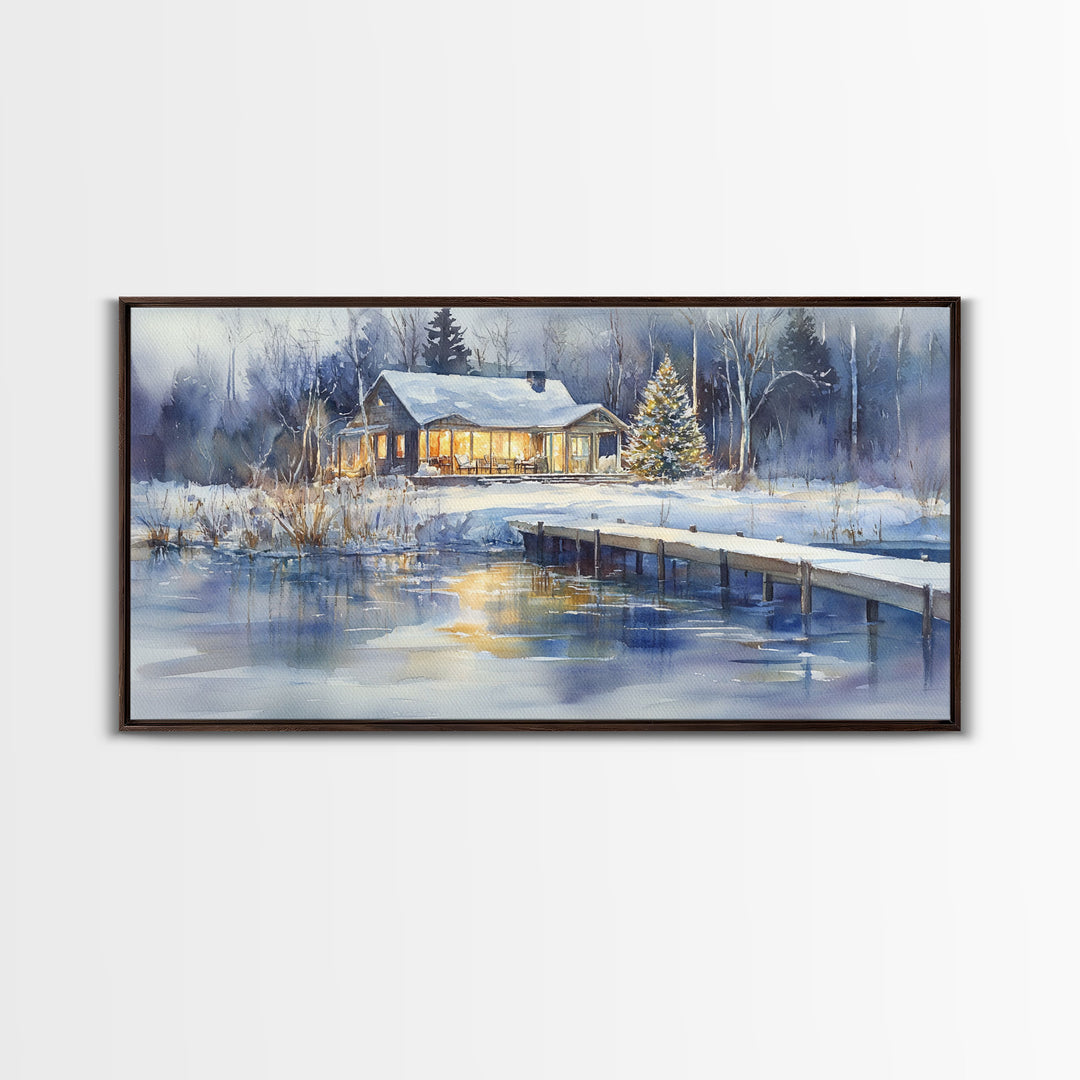 Christmas home decor, canvas print, winter landscape art, Christmas tree art, Christmas wall art, framed art, holiday wall art