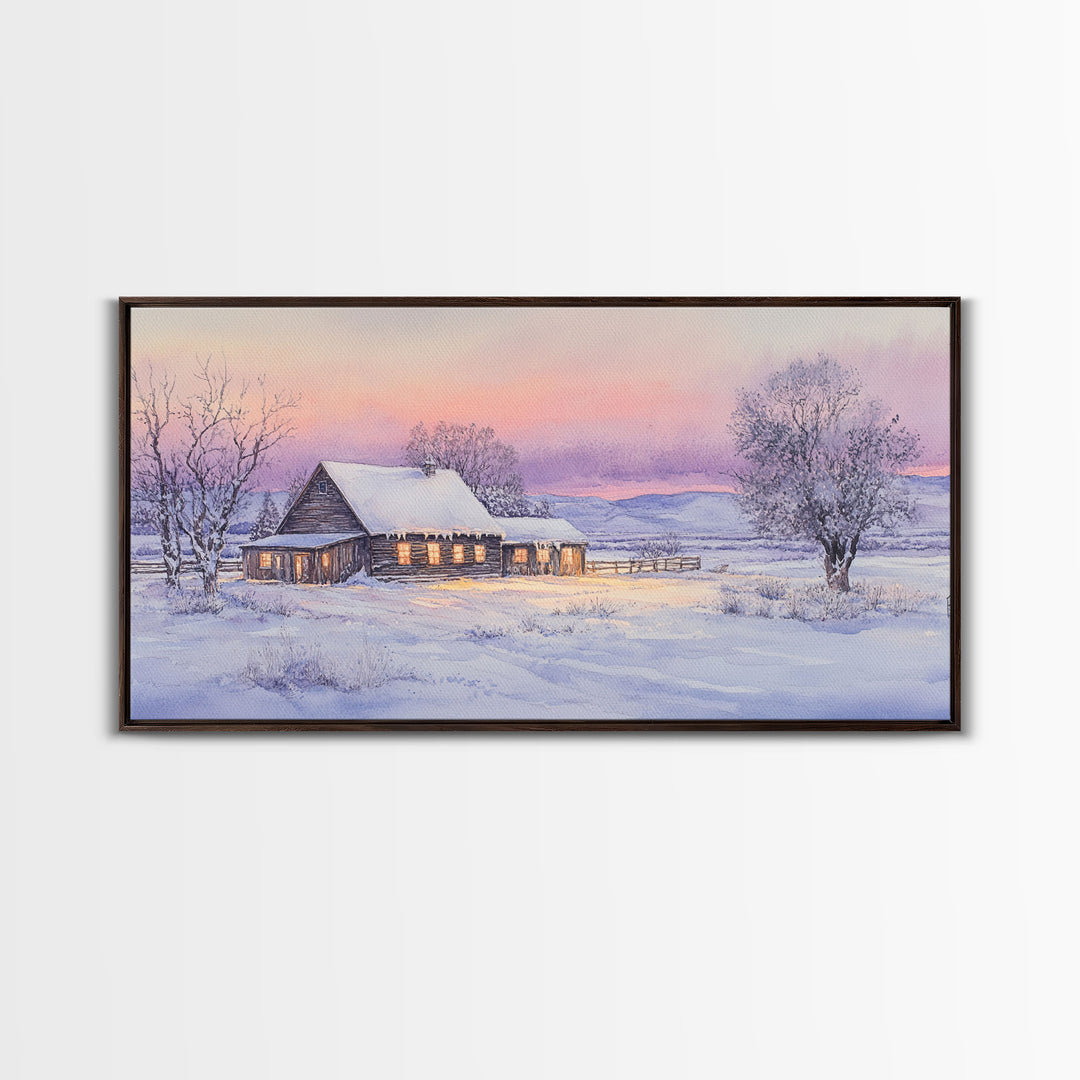 winter landscape art, canvas print, Christmas wall art, Christmas home decor, extra large Christmas decor, Christmas prints