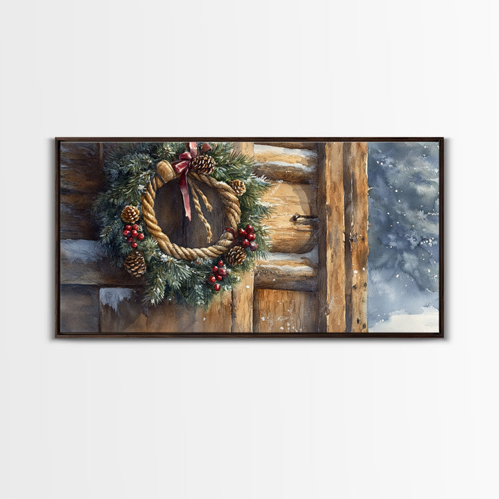 Christmas door decor, rustic Christmas decor, canvas print, Christmas decor wood, Christmas wall decor, holiday wall art