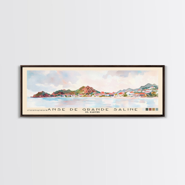 Anse de Grande Saline, St. Barths Watercolor Print, Vacation Gift, St. Barths Wall Art, Beach Painting, Beach Decor, Large Wall Art, Wood Frame Art